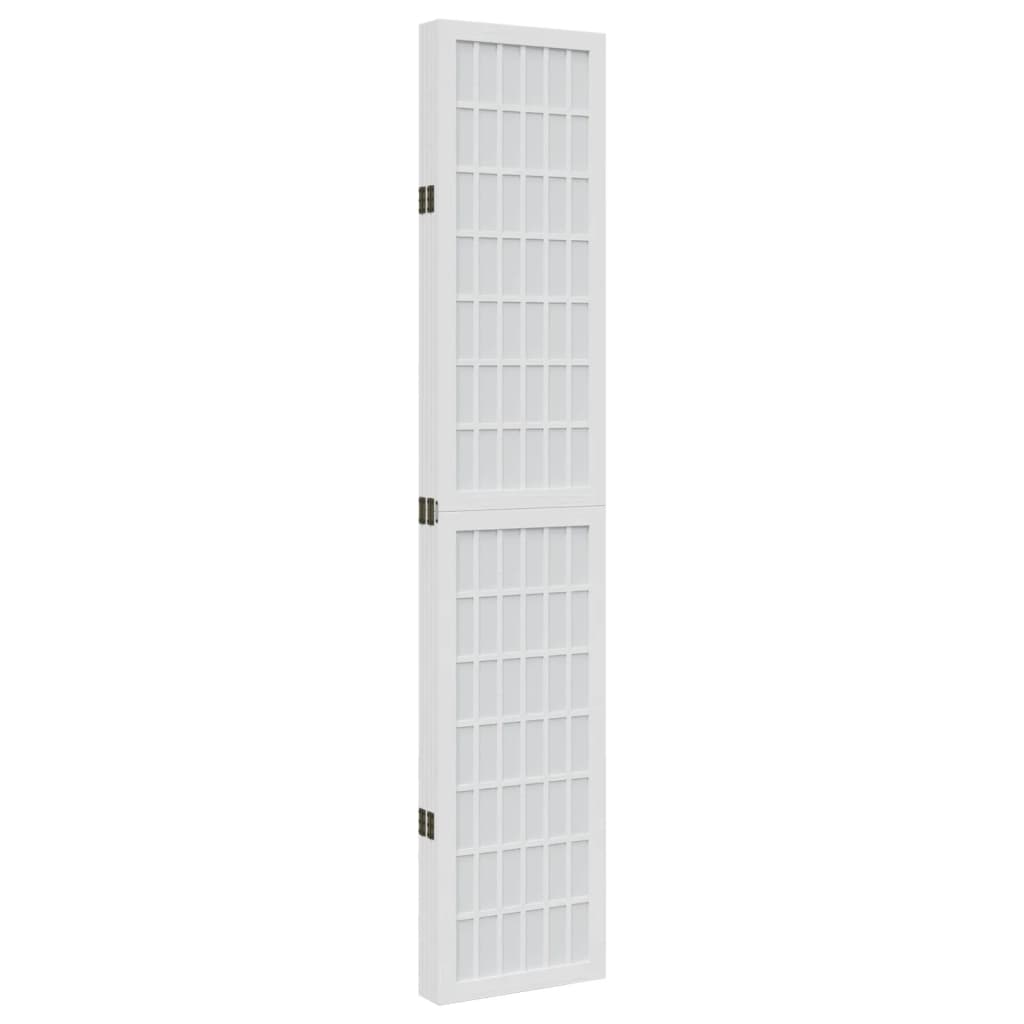 Biombo Separador De 5 Paneles Madera Maciza Paulownia Blanco