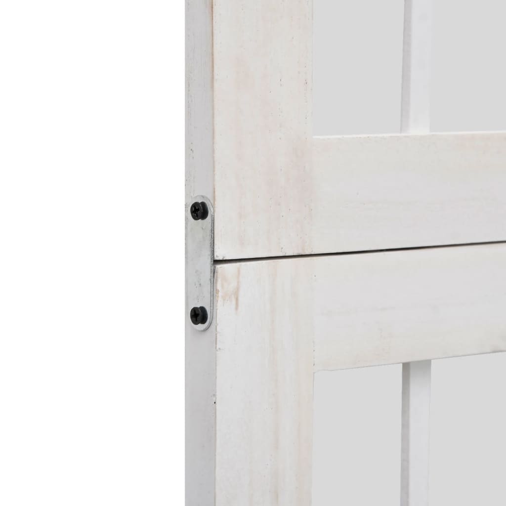Biombo Separador De 5 Paneles Madera Maciza Paulownia Blanco
