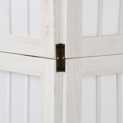 Biombo Separador De 5 Paneles Madera Maciza Paulownia Blanco