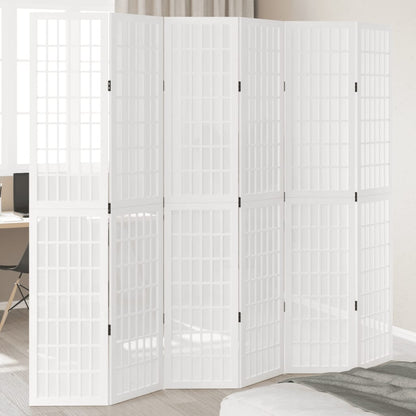 Biombo Separador De 5 Paneles Madera Maciza Paulownia Blanco