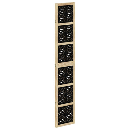 Biombo Separador 3 Paneles Madera Maciza Paulownia Marrón Negro