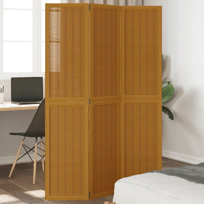 Biombo Separador De 3 Paneles Madera Maciza Paulownia Marrón