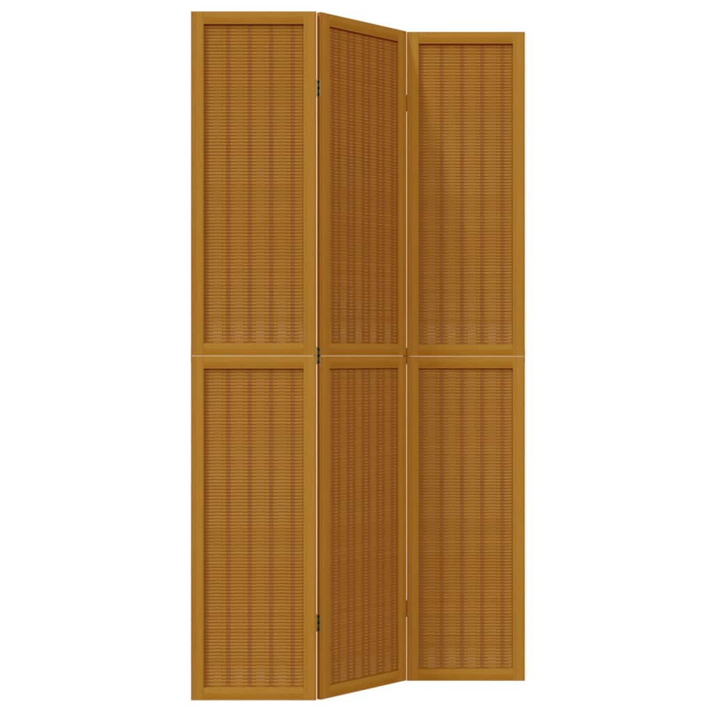 Biombo Separador De 3 Paneles Madera Maciza Paulownia Marrón