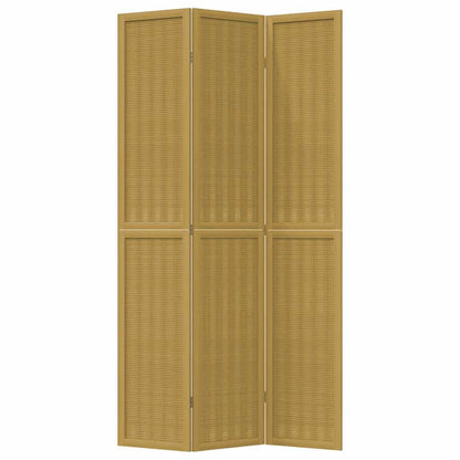 Biombo Separador De 3 Paneles Madera Maciza Paulownia Marrón