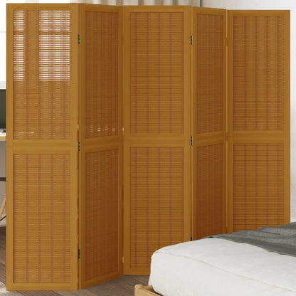 Biombo Separador De 3 Paneles Madera Maciza Paulownia Marrón