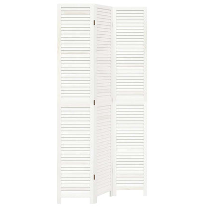 Biombo Separador De 3 Paneles Madera Maciza Paulownia Blanco