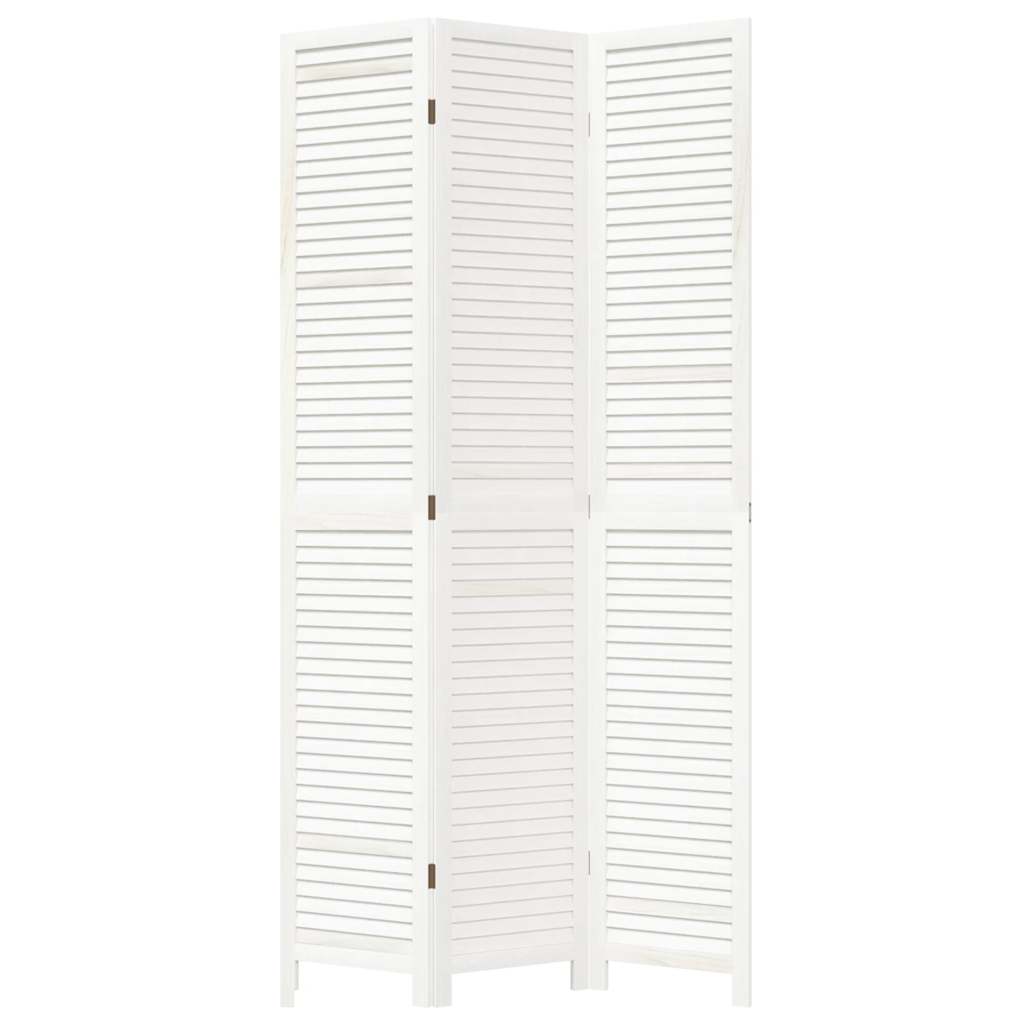 Biombo Separador De 3 Paneles Madera Maciza Paulownia Blanco