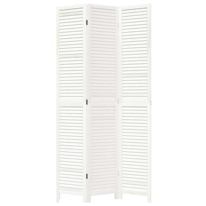 Biombo Separador De 3 Paneles Madera Maciza Paulownia Blanco