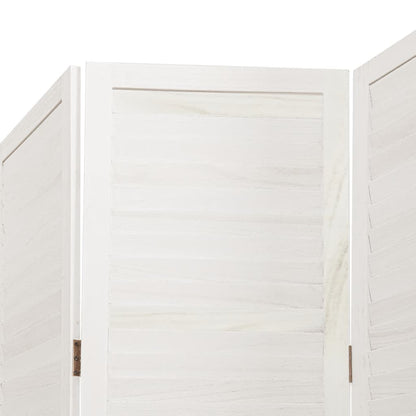 Biombo Separador De 3 Paneles Madera Maciza Paulownia Blanco