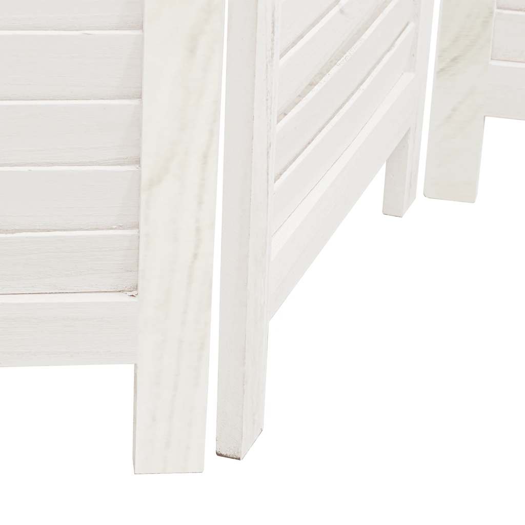 Biombo Separador De 3 Paneles Madera Maciza Paulownia Blanco