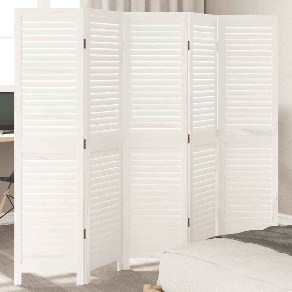 Biombo Separador De 3 Paneles Madera Maciza Paulownia Blanco