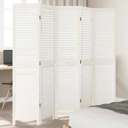 Biombo Separador De 3 Paneles Madera Maciza Paulownia Blanco