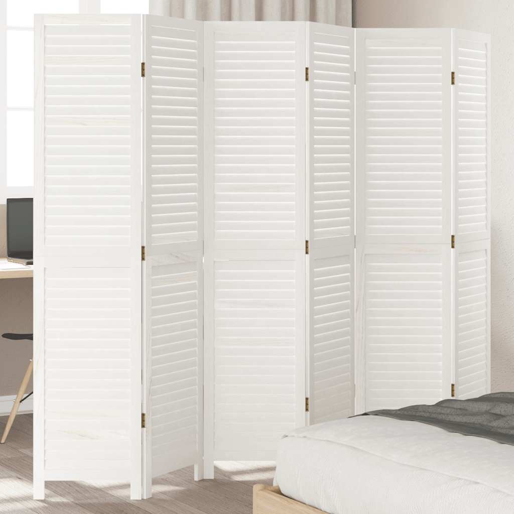 Biombo Separador De 3 Paneles Madera Maciza Paulownia Blanco