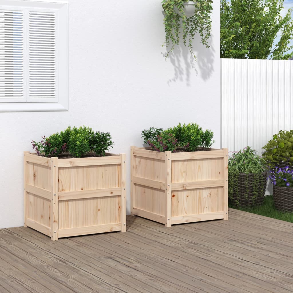 Jardineras De Exterior 2 Uds Madera Maciza De Pino Marrón Cera