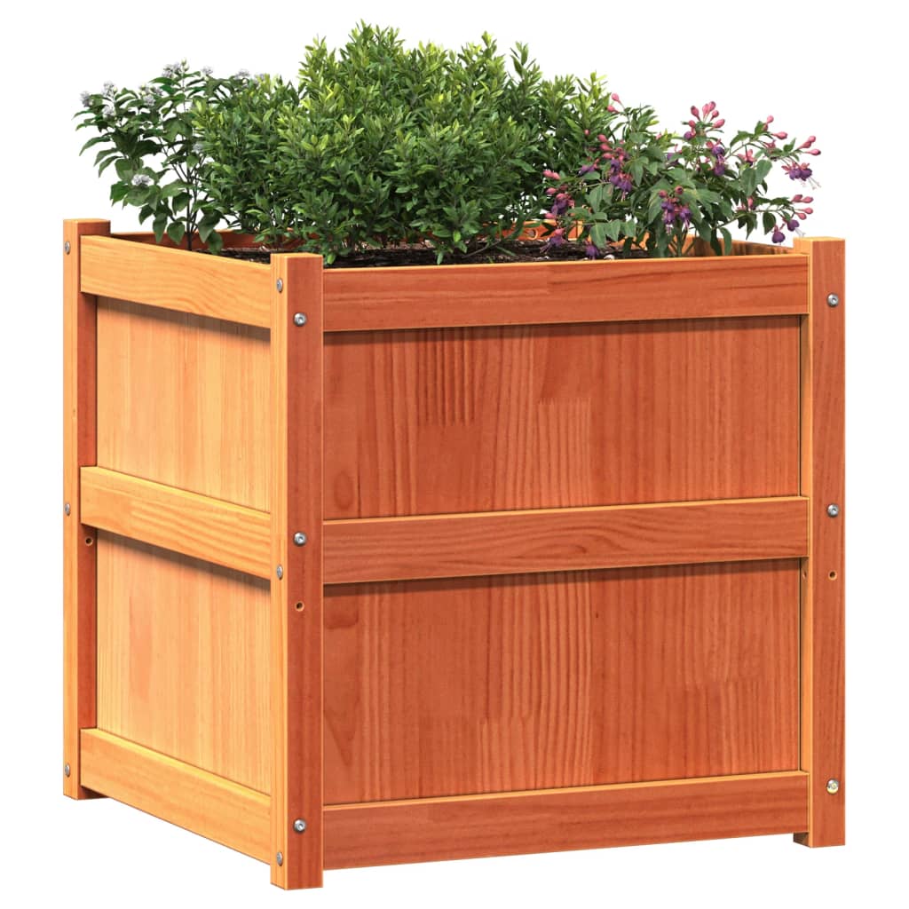 Jardineras De Exterior 2 Uds Madera Maciza De Pino Marrón Cera