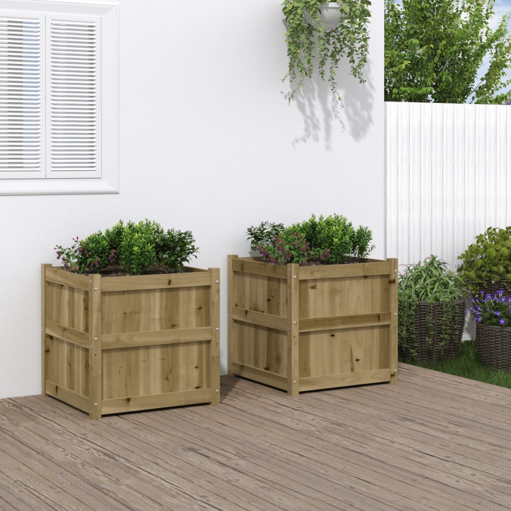 Jardineras De Exterior 2 Uds Madera Maciza De Pino Marrón Cera
