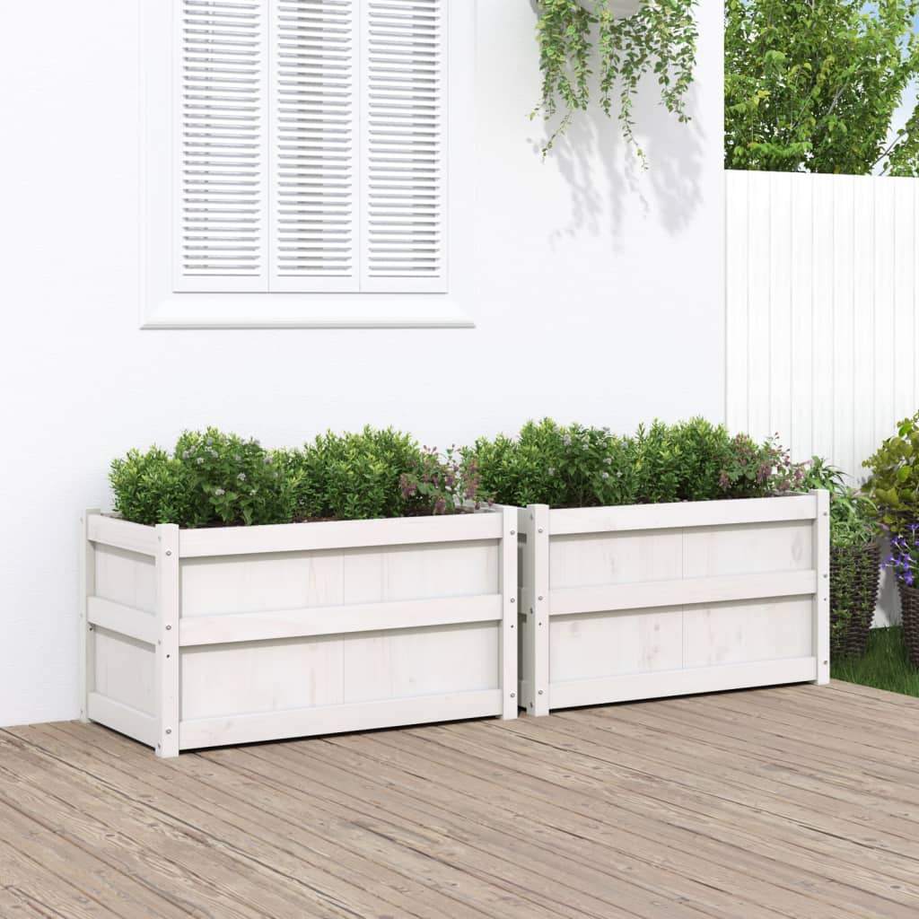 Jardineras De Exterior 2 Unidades Madera Maciza De Pino