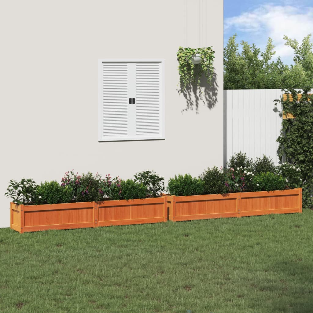 Jardineras De Exterior 2 Uds Madera Maciza De Pino Marrón Cera