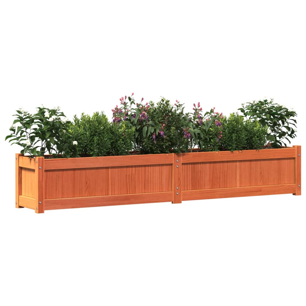 Jardineras De Exterior 2 Uds Madera Maciza De Pino Marrón Cera