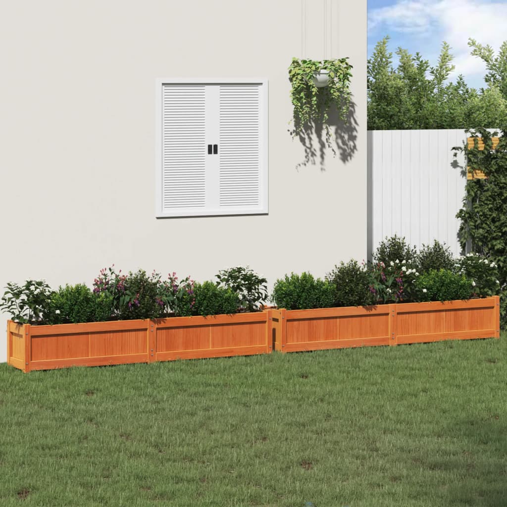 Jardineras De Exterior 2 Uds Madera Maciza De Pino Marrón Cera