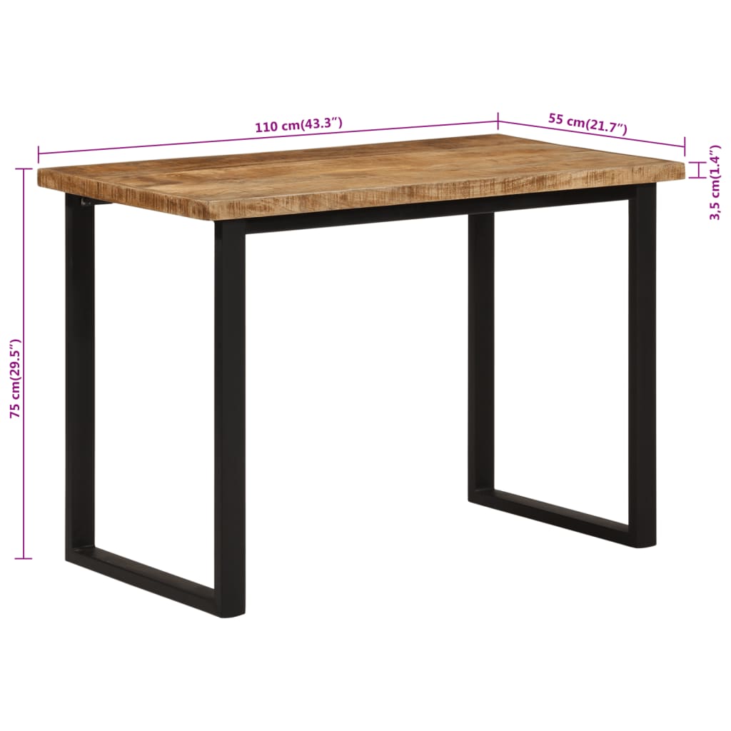 Mesa De Comedor Madera Maciza De Mango 110X55X75 Cm