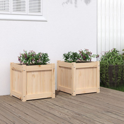 Jardineras De Exterior 2 Uds Madera Maciza De Pino Marrón Cera