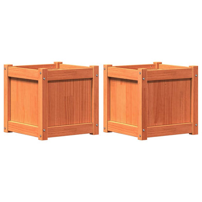 Jardineras De Exterior 2 Uds Madera Maciza De Pino Marrón Cera