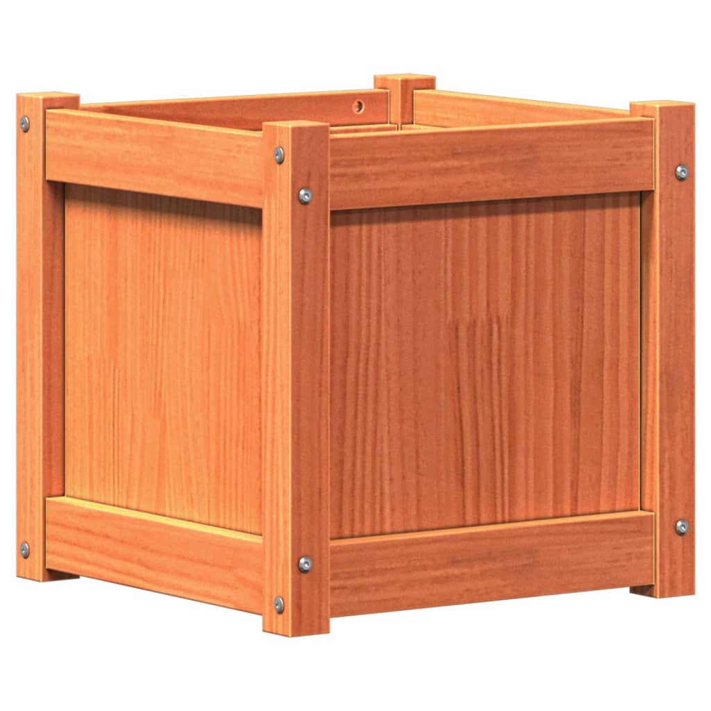 Jardineras De Exterior 2 Uds Madera Maciza De Pino Marrón Cera
