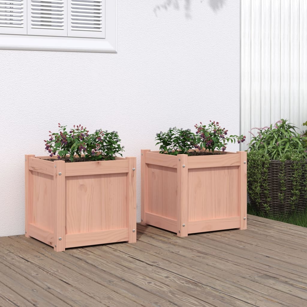 Jardineras De Exterior 2 Uds Madera Maciza De Pino Marrón Cera