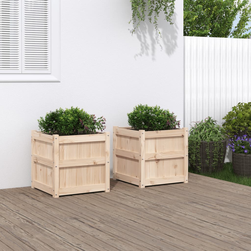 Jardineras De Exterior 2 Uds Madera Maciza De Pino Marrón Cera