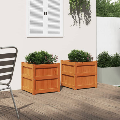 Jardineras De Exterior 2 Uds Madera Maciza De Pino Marrón Cera