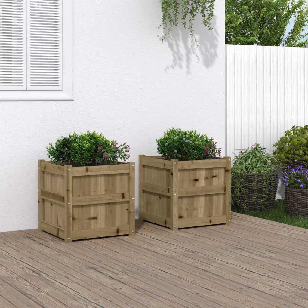 Jardineras De Exterior 2 Uds Madera Maciza De Pino Marrón Cera