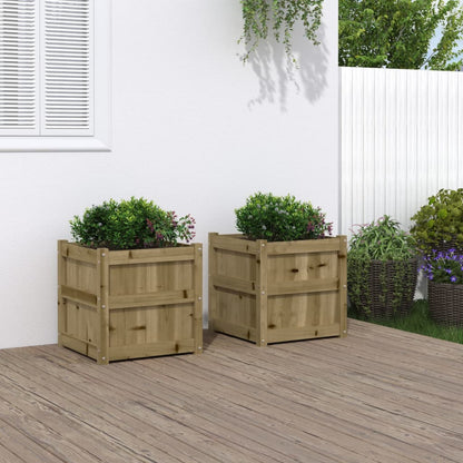 Jardineras De Exterior 2 Uds Madera Maciza De Pino Marrón Cera
