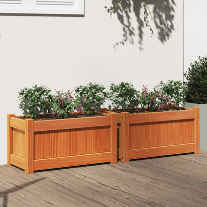 Jardineras De Exterior 2 Uds Madera Maciza De Pino Cera