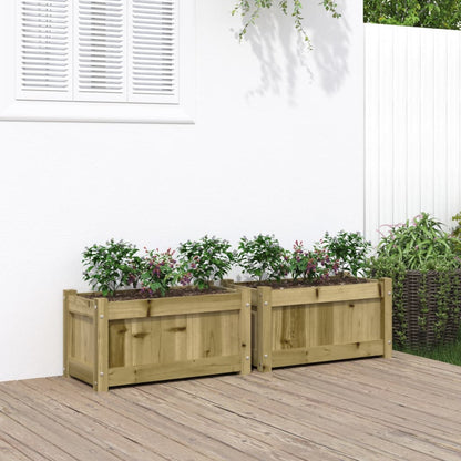 Jardineras De Exterior 2 Uds Madera Maciza De Pino Cera