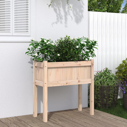 Jardineras Con Patas 2 Uds Madera Maciza De Pino Marrón Cera