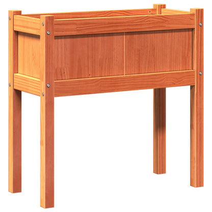 Jardineras Con Patas 2 Uds Madera Maciza De Pino Marrón Cera