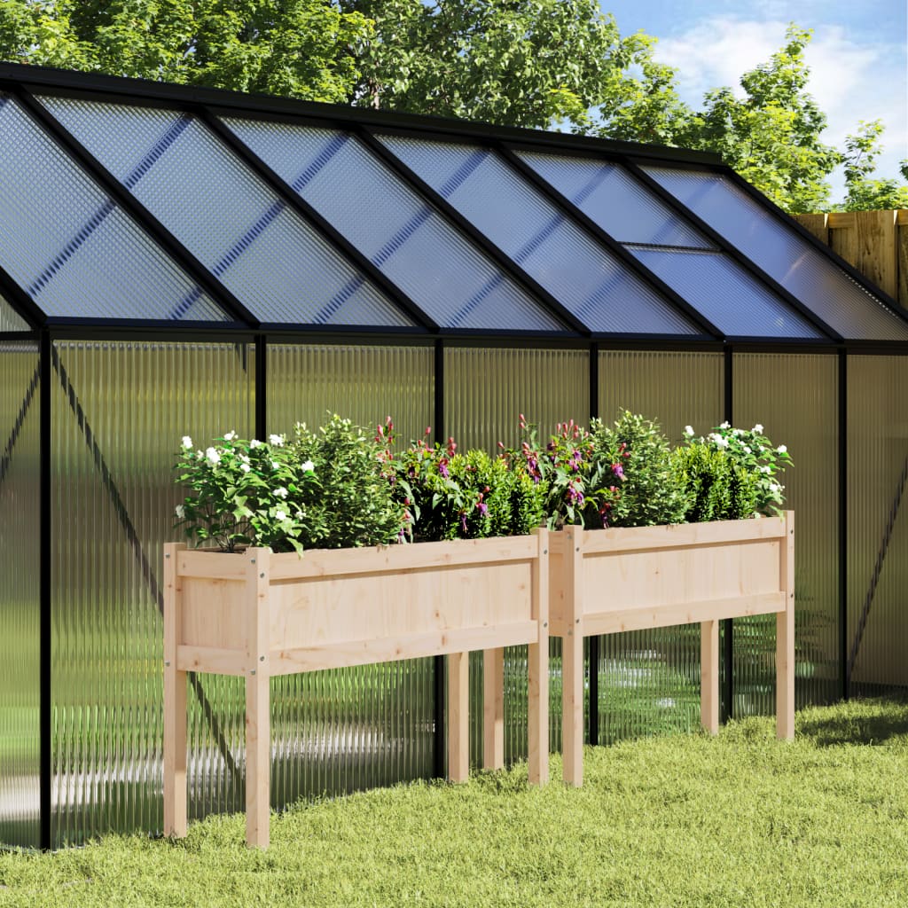 Jardineras Con Patas 2 Uds Madera Maciza De Pino Marrón Cera