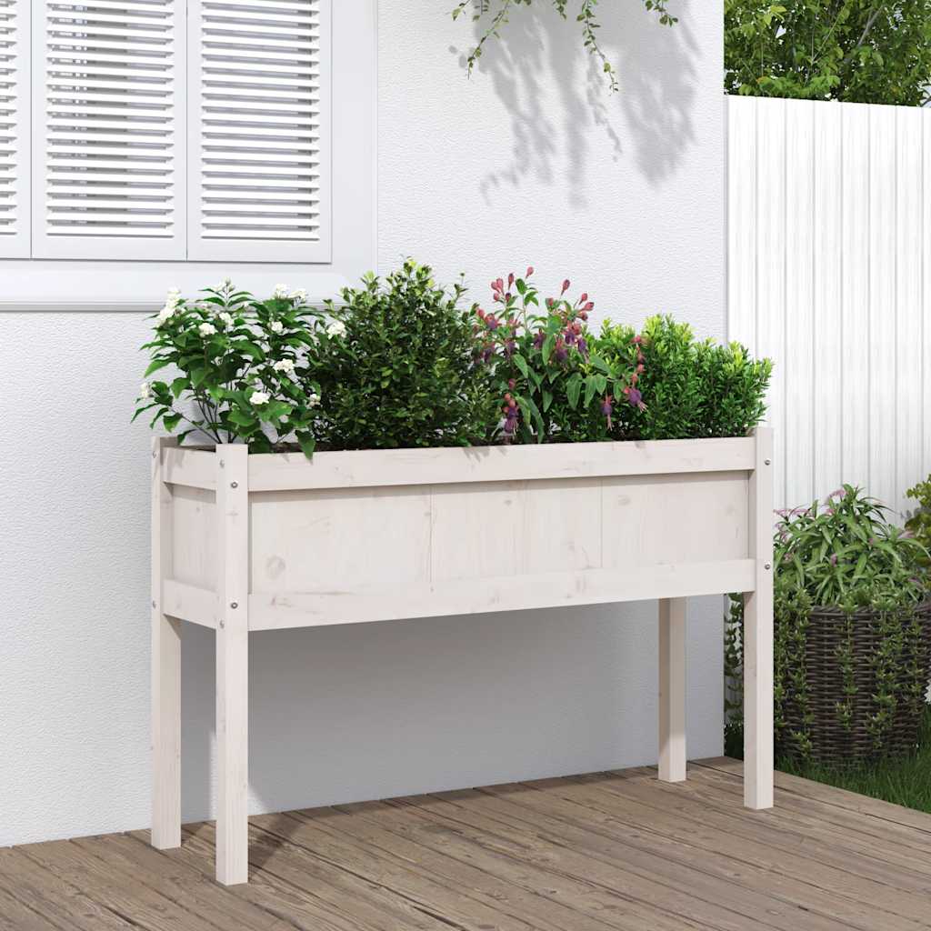 Jardineras Con Patas 2 Uds Madera Maciza De Pino Marrón Cera