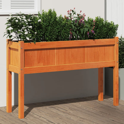 Jardineras Con Patas 2 Uds Madera Maciza De Pino Marrón Cera