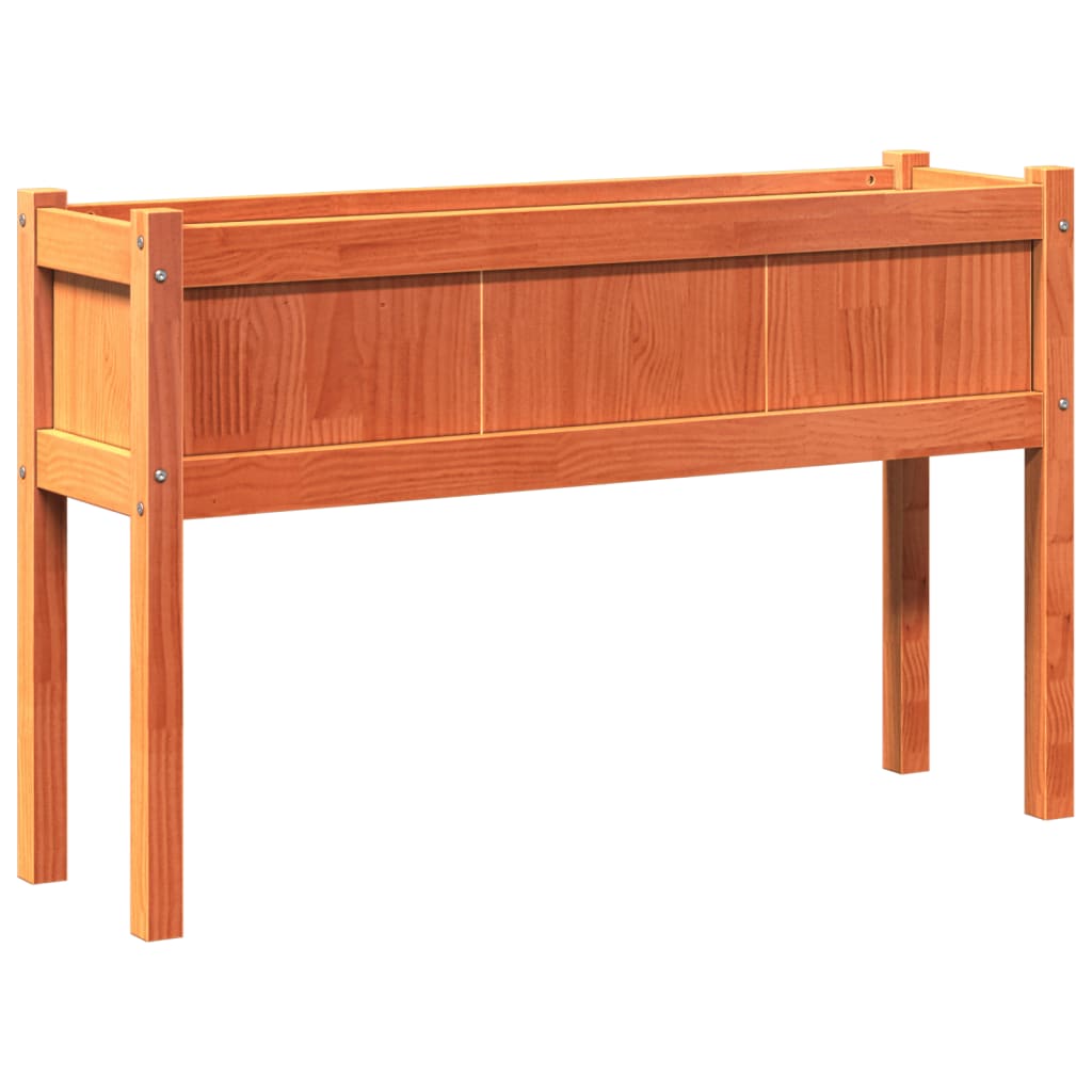 Jardineras Con Patas 2 Uds Madera Maciza De Pino Marrón Cera