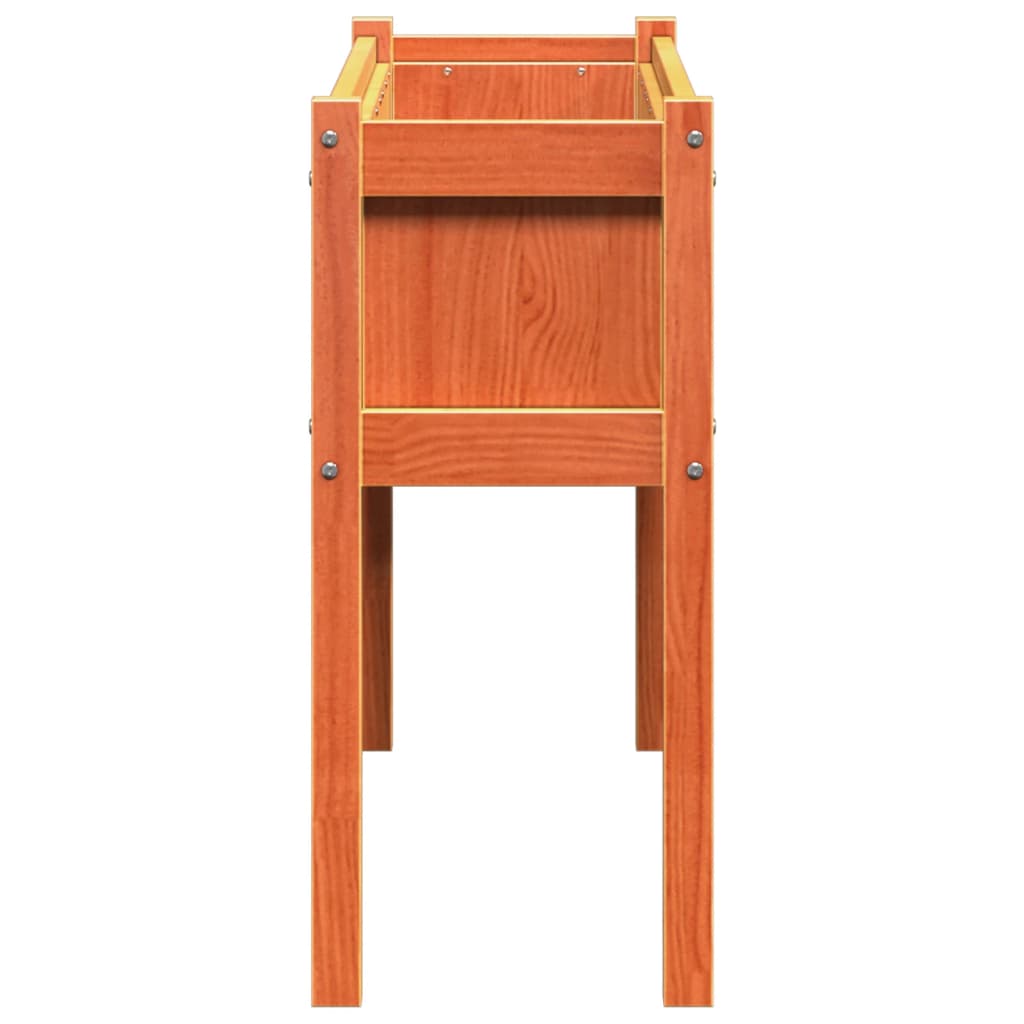 Jardineras Con Patas 2 Uds Madera Maciza De Pino Marrón Cera