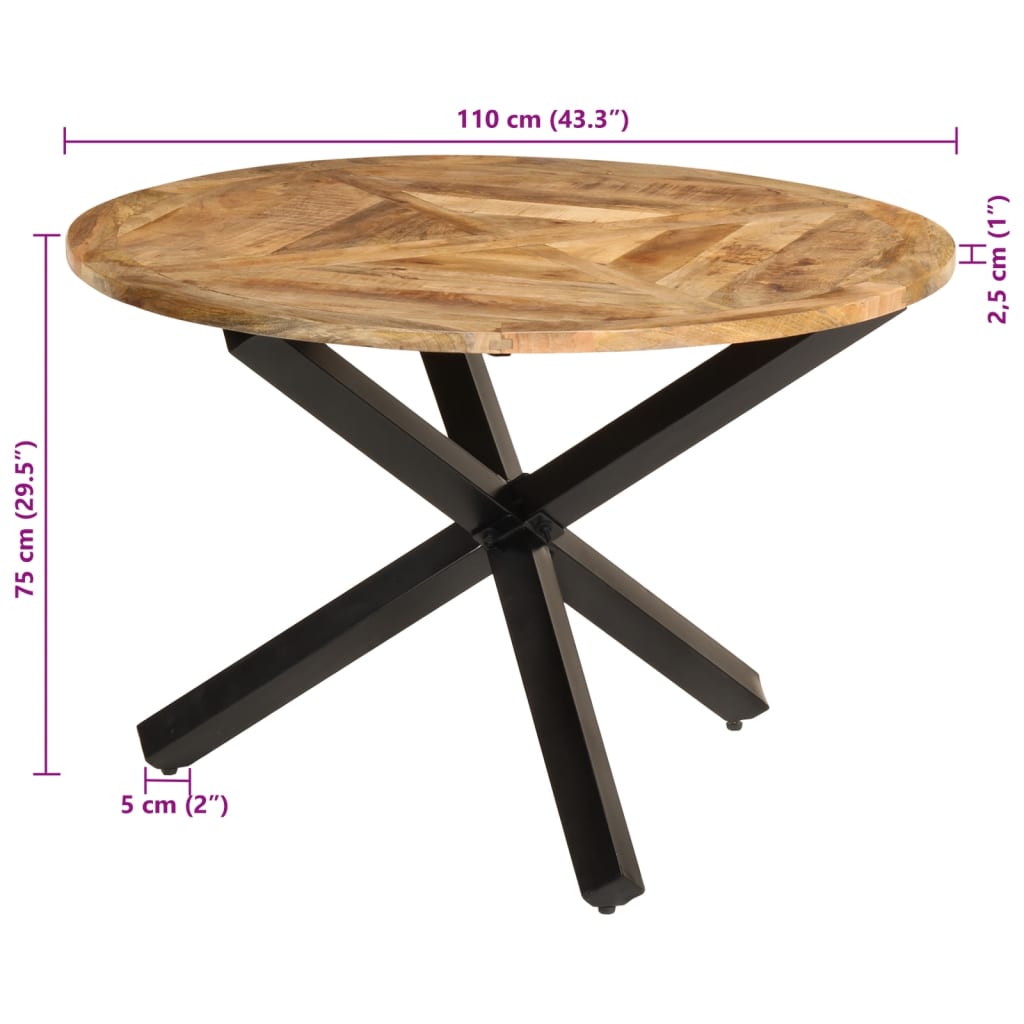 Mesa De Comedor Madera Maciza De Mango Sin Tratar Ø