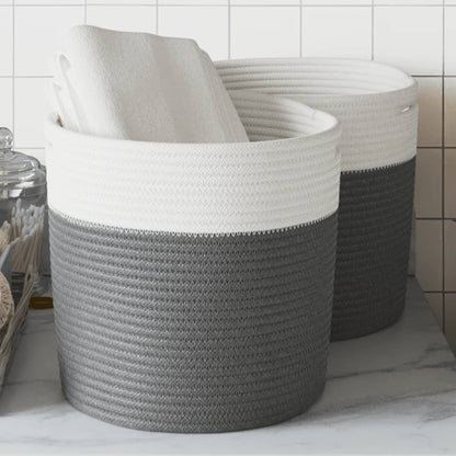 Cesta De Almacenaje Algodón Y Blanco Ø