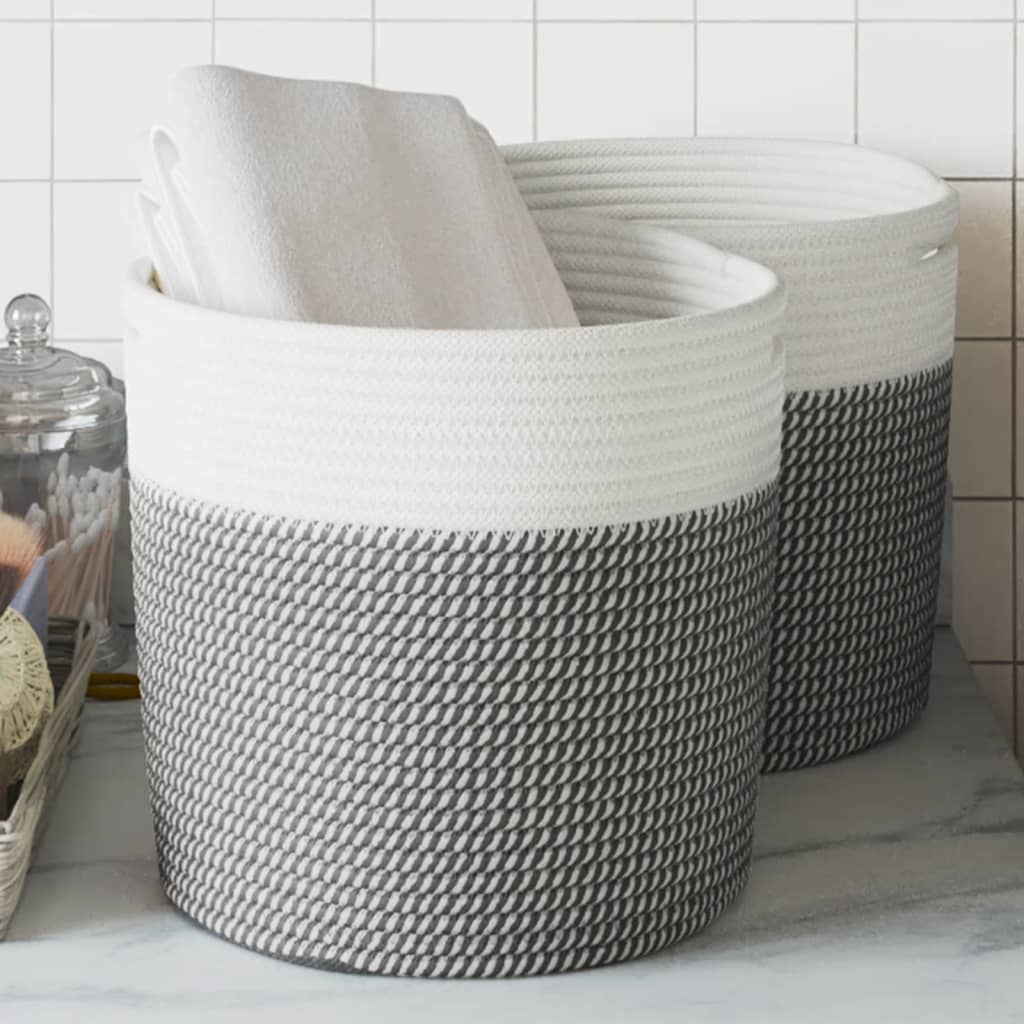 Cesta De Almacenaje Algodón Y Blanco Ø