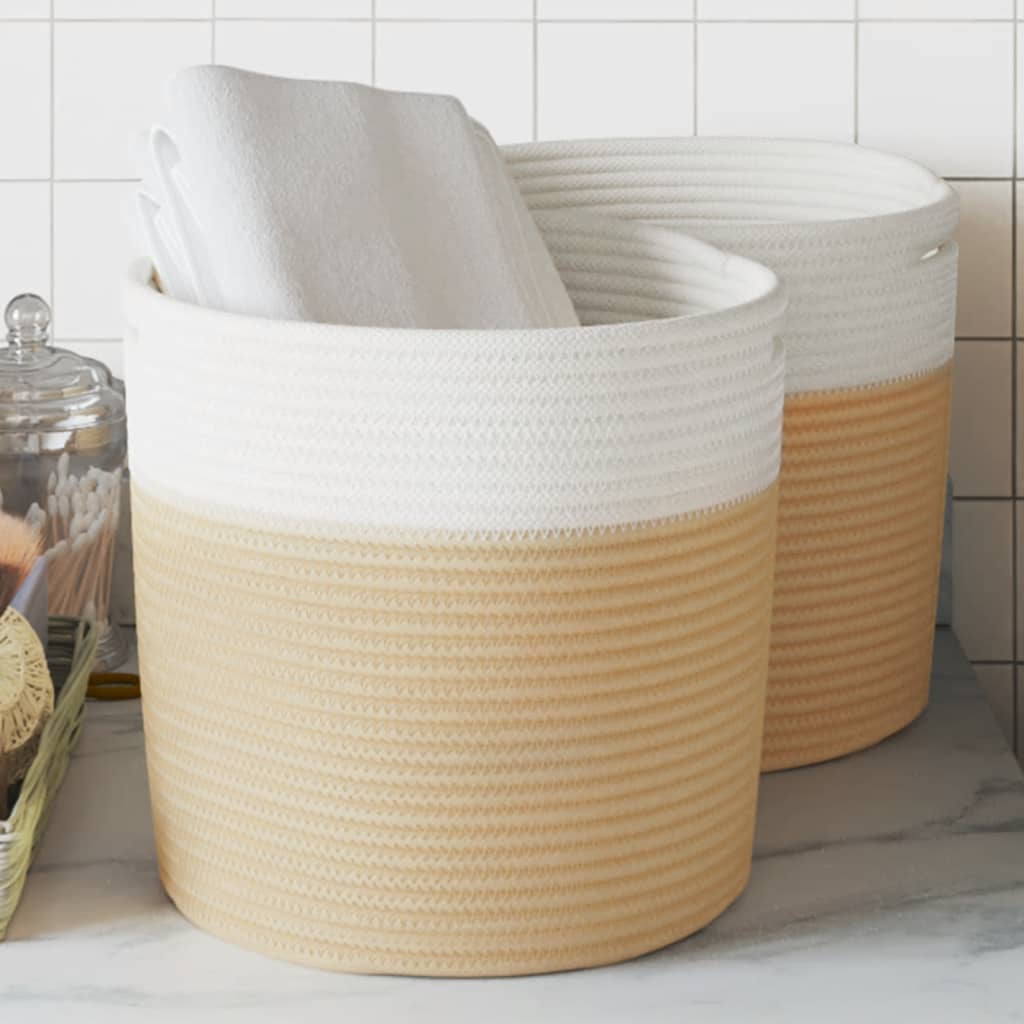 Cesta De Almacenaje Algodón Y Blanco Ø