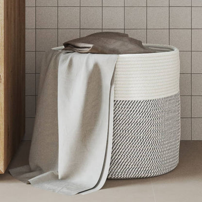 Cesta De Almacenaje Algodón Y Blanco Ø
