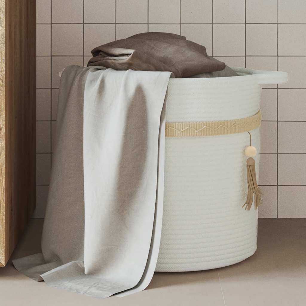 Cesta De Almacenaje Algodón Blanco Ø38X36 Cm