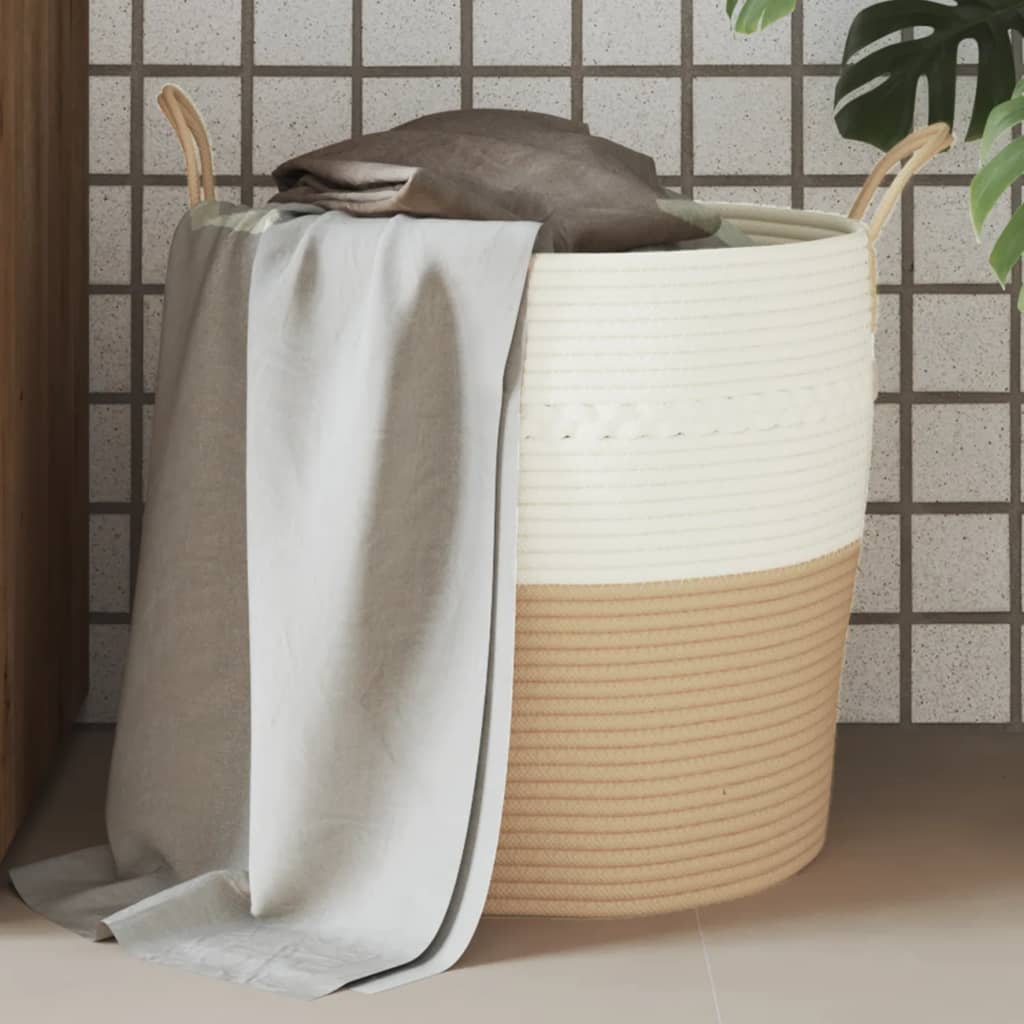 Cesta De Almacenaje Algodón Y Blanco Ø