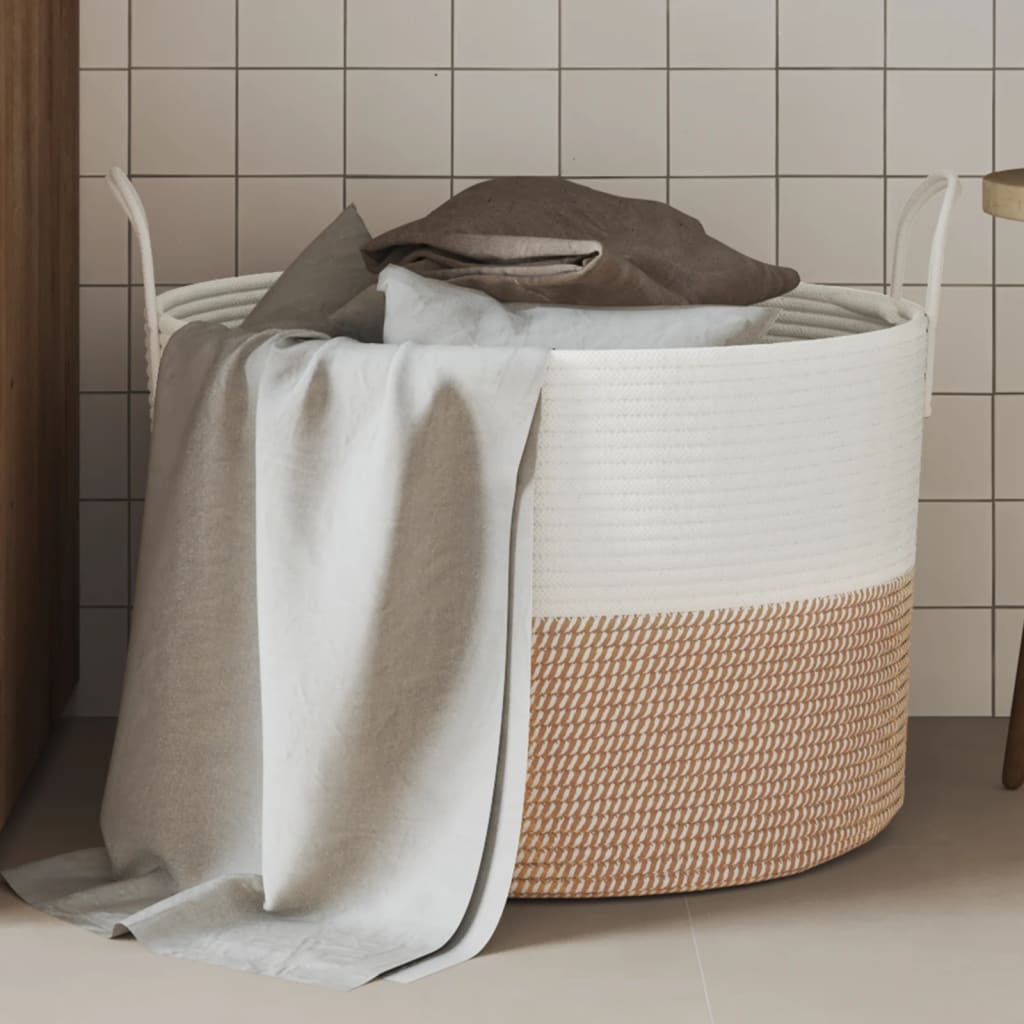 Cesta De Almacenaje Algodón Y Blanco Ø